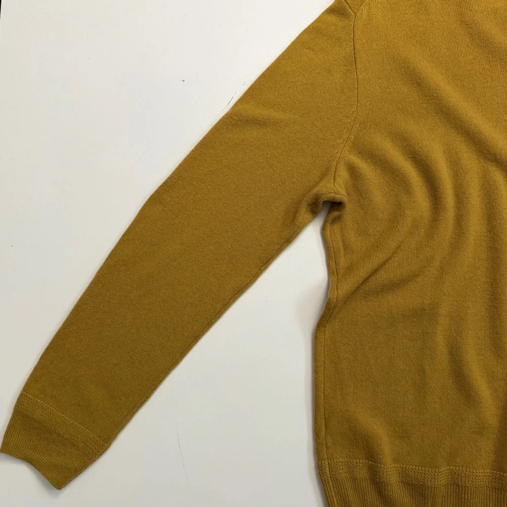 J. Crew 100% Cashmere Sweater Crewneck Elevated Basic Soft Golden Mustard Yellow